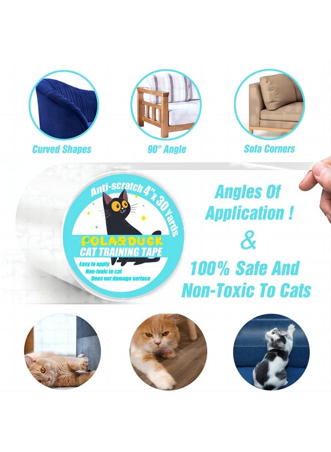 Polarduck Anti Cat Scratch Tape: 4 inches x 30 Yards Cat Training Tape 100% Transparent Clear Double Sided Cat Scratch Deterrent Tape Furniture Protector for Couch, Carpet, Doors, Pet & Kid Safe - Image 2