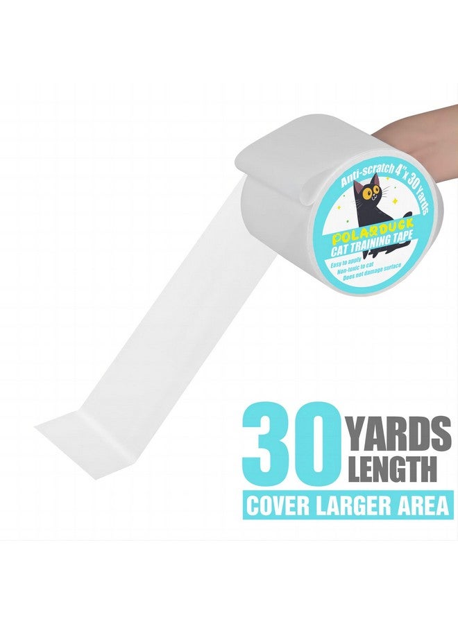 Polarduck Anti Cat Scratch Tape: 4 inches x 30 Yards Cat Training Tape 100% Transparent Clear Double Sided Cat Scratch Deterrent Tape Furniture Protector for Couch, Carpet, Doors, Pet & Kid Safe - Image 3