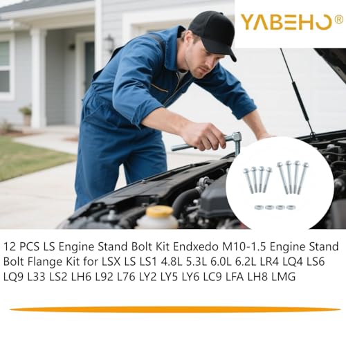 YaBeHo (12 PCS) Engine Stand Bolt Kit and M10-1.5 Engine Stand Bolt Flange Kit Compatible with LSX LS LS1 4.8L 5.3L 6.0L 6.2L LR4 LQ4 LS6 LQ9 L33 LS2 LH6 L92 L76 LY2 LY5 LY6 LC9 LFA LH8 LMG - Image 5