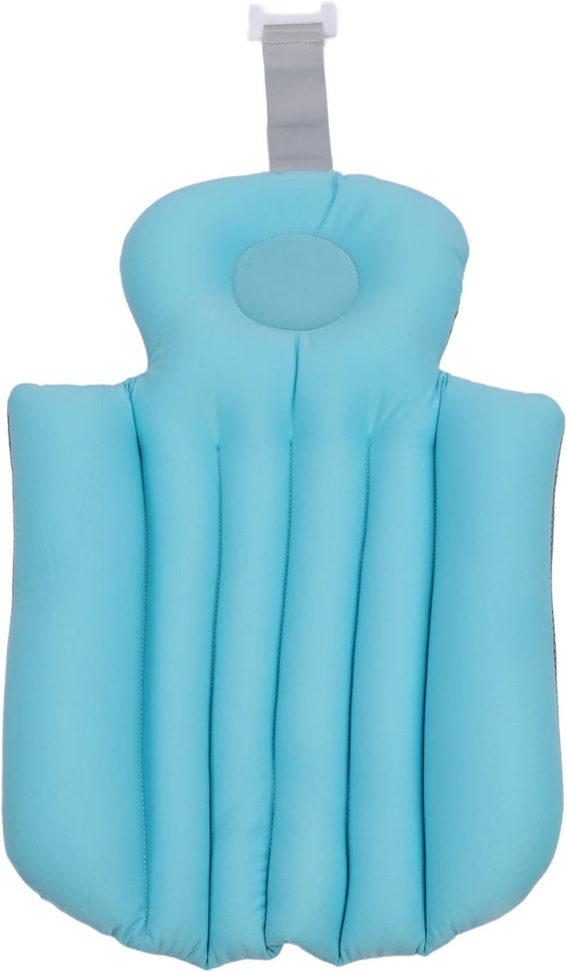 Bathtub Cushion for Adults, Non Slip Bathing Mat with Neck and Back Support, Soft Mesh Foam Bathtub Back Pad for Home Bathroom Soaking, Relaxing Bath Pillow (Blue) - Image 1