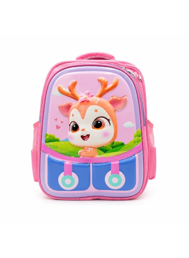 Cheerful dear 14.5 Inch School Backpack Lightweight Water-Resistant Book bag with Multiple Compartments, Padded Shoulder Straps & Side Bottle Pocket, Durable Daily Travel Bag