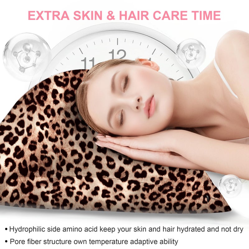 LYSHIN Mulberry Silk Pillow Cases Standard Size with Hidden Zipper, Ultra Smooth and Soft Breathable Cooling Silk Satin Pillowcase for Hair and Skin, Gifts for Women Men (Leopard Brown, 20x26 Inches, 1 Pack) - Image 3