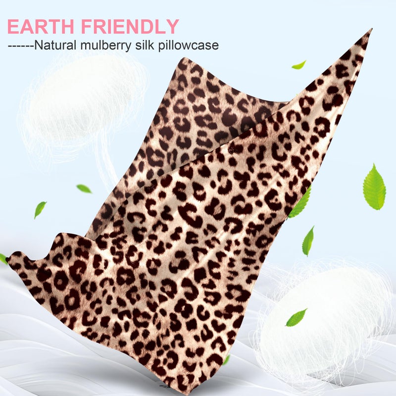 LYSHIN Mulberry Silk Pillow Cases Standard Size with Hidden Zipper, Ultra Smooth and Soft Breathable Cooling Silk Satin Pillowcase for Hair and Skin, Gifts for Women Men (Leopard Brown, 20x26 Inches, 1 Pack) - Image 2