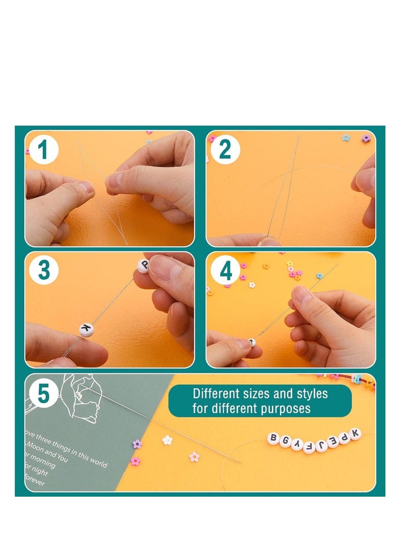 Zikra 28 Pcs Beading Needles Set Include 20 Pcs Long Straight Beading Thread Needles 8 Pcs Big Eye Beading Needles Embroidery Needles with Needle Bottle Thimble Needle Threaders for Jewelry Making - Image 2