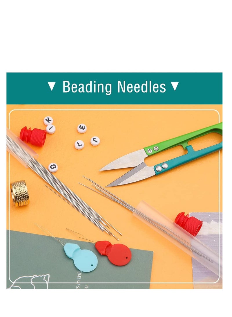 Zikra 28 Pcs Beading Needles Set Include 20 Pcs Long Straight Beading Thread Needles 8 Pcs Big Eye Beading Needles Embroidery Needles with Needle Bottle Thimble Needle Threaders for Jewelry Making - Image 5