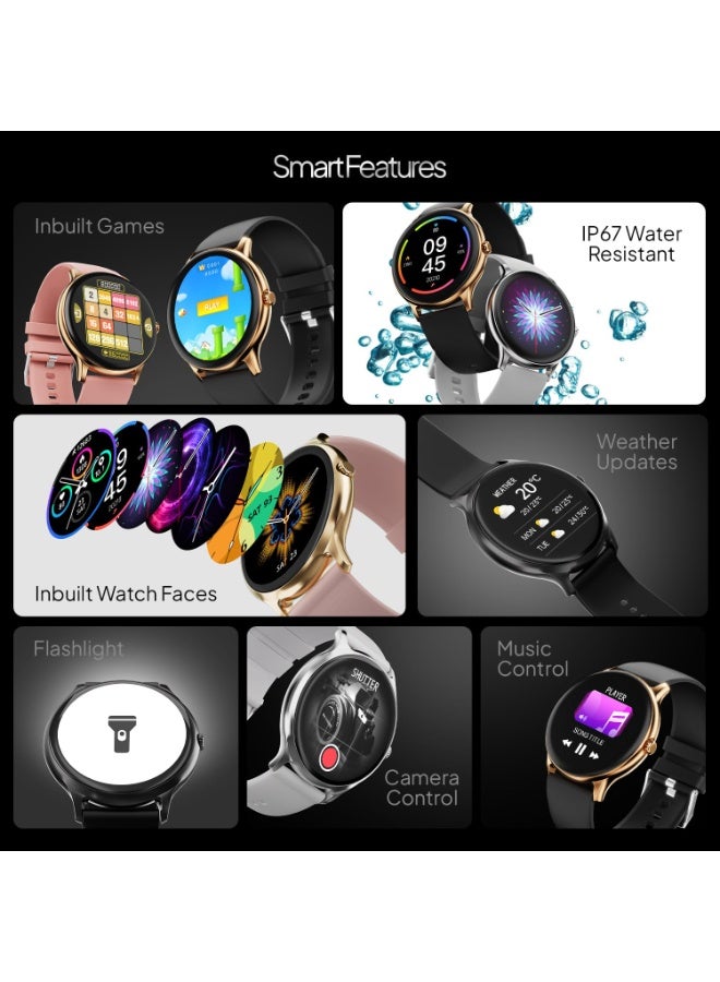 Fire-Boltt Phoenix Round Smart Watch 1.38″ HD Display with Bluetooth Calling, SpO2 & Heart Rate Monitor, 120+ Sports Modes, IP67 Waterproof, Fitness Tracker Smartwatch for Men & Women - Black - Image 2