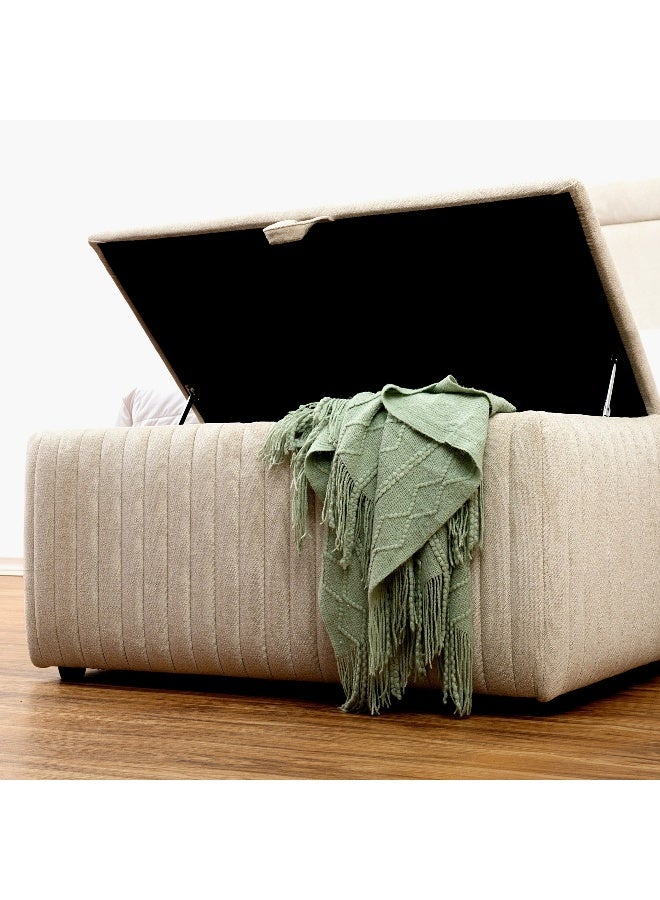 Home Box Upholstered Storage Bench in Beige - Image 2