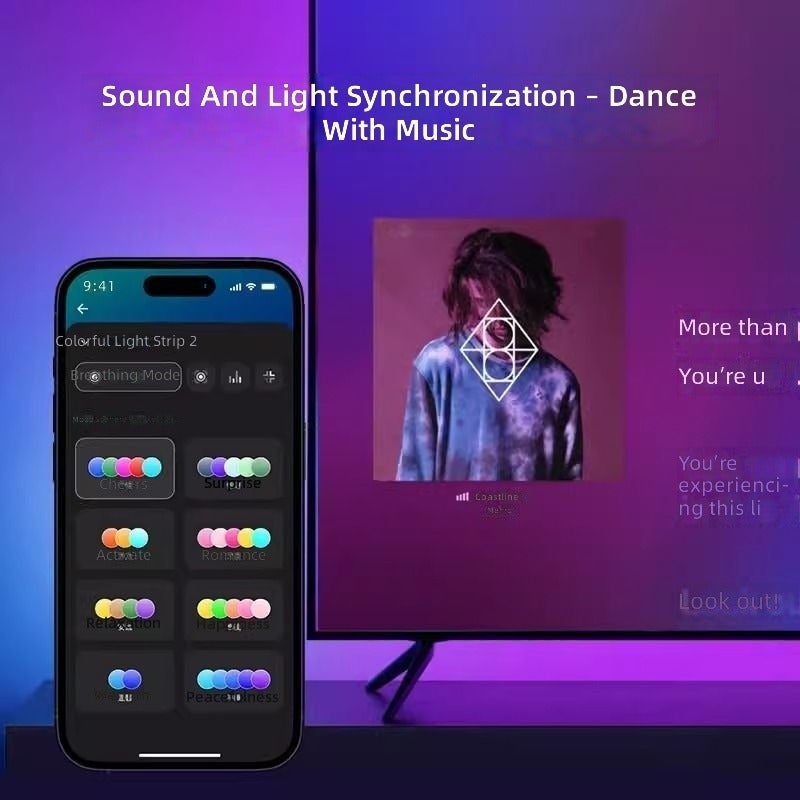 يلايت شريط إضاءة ذكي من Yeelight بطول 2 متر مع محول، إضاءة LED متعددة الألوان، شريط سيليكون مرن لتزيين غرفة النوم والفندق والفناء - Image 4