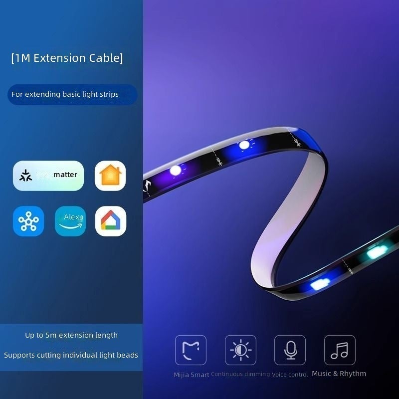 يلايت شريط إضاءة ذكي من Yeelight بطول 2 متر مع محول، إضاءة LED متعددة الألوان، شريط سيليكون مرن لتزيين غرفة النوم والفندق والفناء - Image 1