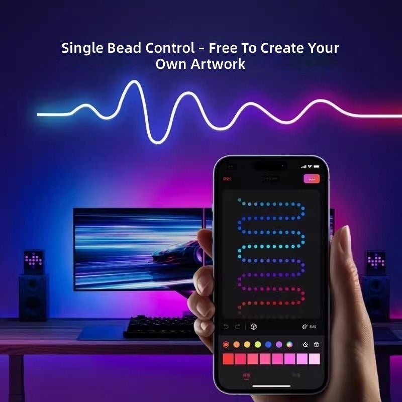 يلايت شريط إضاءة ذكي من Yeelight بطول 2 متر مع محول، إضاءة LED متعددة الألوان، شريط سيليكون مرن لتزيين غرفة النوم والفندق والفناء - Image 3