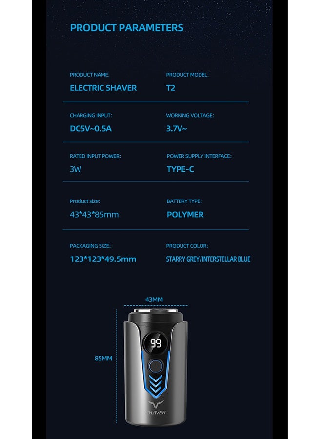 Electric Shaver, Mini Portable Shaver, 21-Blade Blade, Charging Port And Battery Level Display Screen, Dry And Wet dual-Purpose,  Suitable For Home, Office And Travel, Beard Razors, Beard Shaver - Image 2
