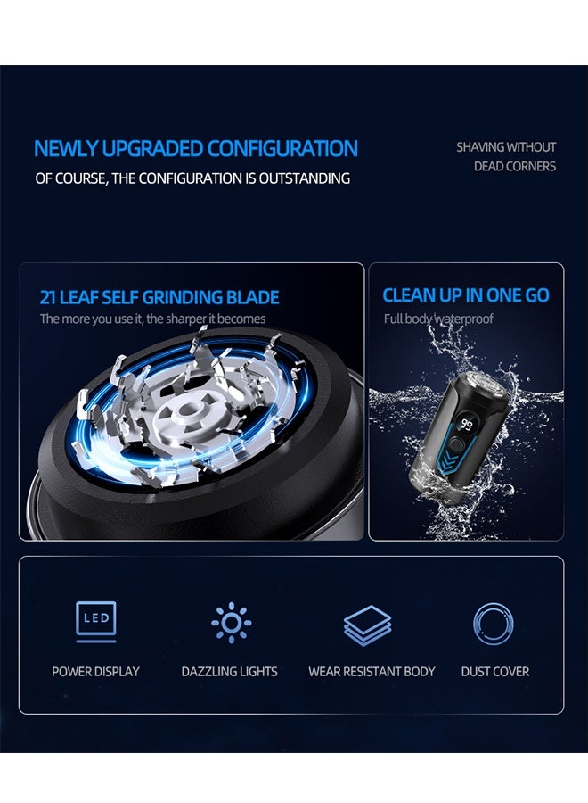 Electric Shaver, Mini Portable Shaver, 21-Blade Blade, Charging Port And Battery Level Display Screen, Dry And Wet dual-Purpose,  Suitable For Home, Office And Travel, Beard Razors, Beard Shaver - Image 4
