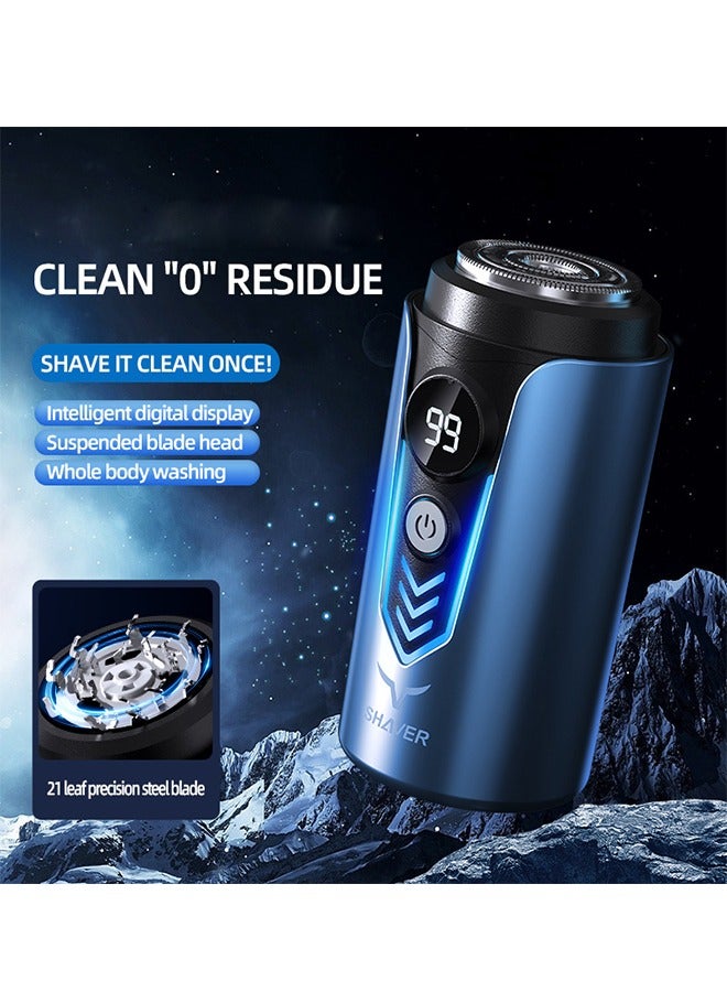 Electric Shaver, Mini Portable Shaver, 21-Blade Blade, Charging Port And Battery Level Display Screen, Dry And Wet dual-Purpose,  Suitable For Home, Office And Travel, Beard Razors, Beard Shaver - Image 3