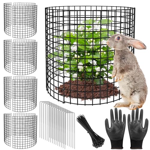 RGJ 5 Pack Plant Protector from Animals, 13x12 inch Wire Plant Cages Mesh Plant Cage Garden Plant Protector, Sturdy Bunny Barricades Chicken Wire Cloche Plant Protectors for Keeping Bunny Animals Out - Image 1