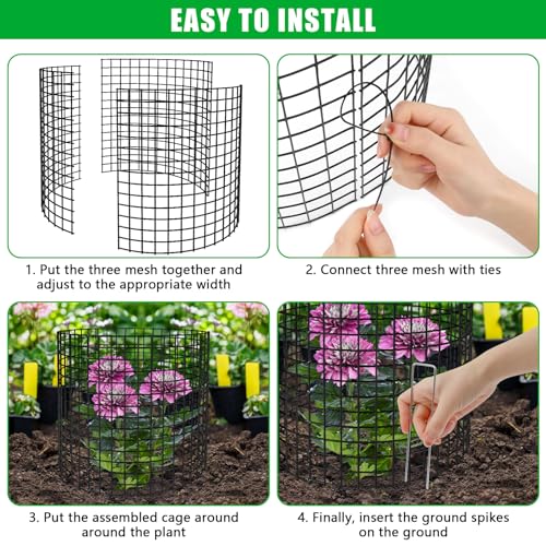 RGJ 5 Pack Plant Protector from Animals, 13x12 inch Wire Plant Cages Mesh Plant Cage Garden Plant Protector, Sturdy Bunny Barricades Chicken Wire Cloche Plant Protectors for Keeping Bunny Animals Out - Image 3