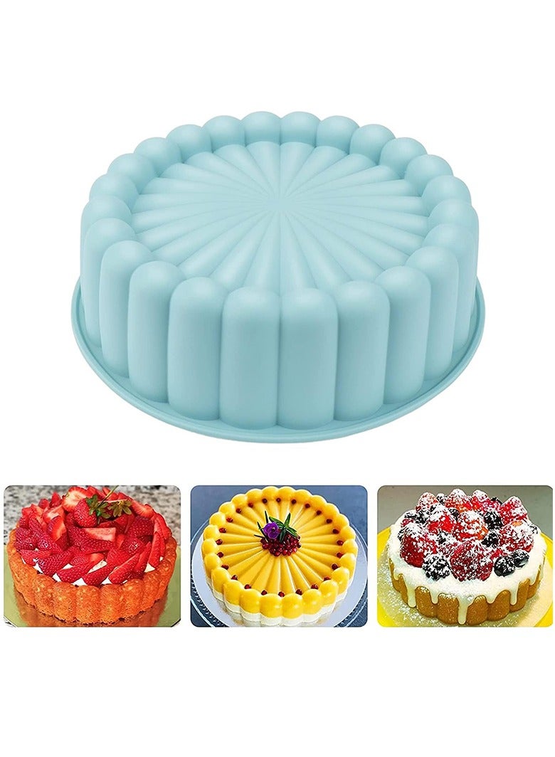 قالب كيك سيليكون، قوالب كيك دائرية غير لاصقة مقاس 8 بوصة، قوالب خبز سيليكون للمطبخ، صينية خبز سميكة قابلة لإعادة الاستخدام، قوالب صينية خبز مقاومة لدرجات الحرارة العالية للكعك، الخبز، التارت، الفطيرة (أزرق) - Image 1