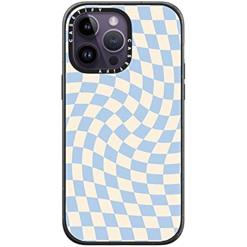 Casetify Impact iPhone 14 Pro Max Case 【4X Military Grade Drop Tested / 8.2ft Drop Protection】 - Check II - Baby Blue Twist - Matte Black - Image 1