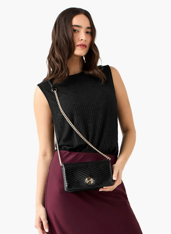Paprika Quilted Crossbody Bag with Chain Strap