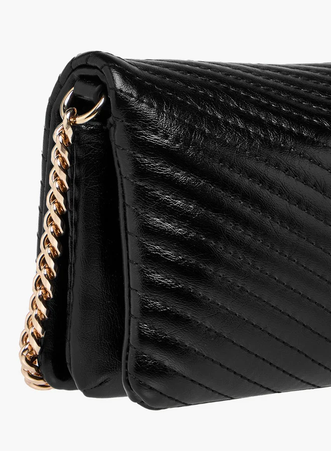 Paprika Quilted Crossbody Bag with Chain Strap
