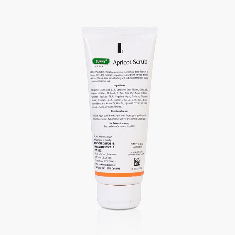 Sunny Herbals Apricot Scrub | For Fresh & Charming Look | Enriched with Apricot Oil, Aloevera, Neem & Cucumber | Exfoliates & Removes Dead Cells | Deeply Cleanses, Unclogs Pores, Removes Impurities & Excess Oil | 100gm - Image 3