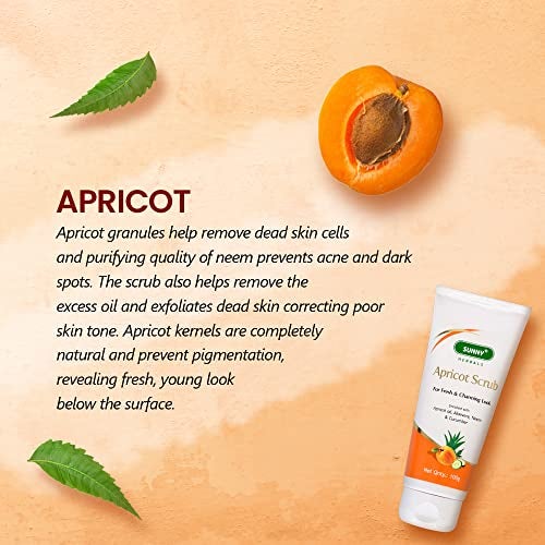 Sunny Herbals Apricot Scrub | For Fresh & Charming Look | Enriched with Apricot Oil, Aloevera, Neem & Cucumber | Exfoliates & Removes Dead Cells | Deeply Cleanses, Unclogs Pores, Removes Impurities & Excess Oil | 100gm - Image 4