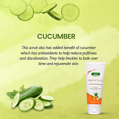 Sunny Herbals Apricot Scrub | For Fresh & Charming Look | Enriched with Apricot Oil, Aloevera, Neem & Cucumber | Exfoliates & Removes Dead Cells | Deeply Cleanses, Unclogs Pores, Removes Impurities & Excess Oil | 100gm - Image 5