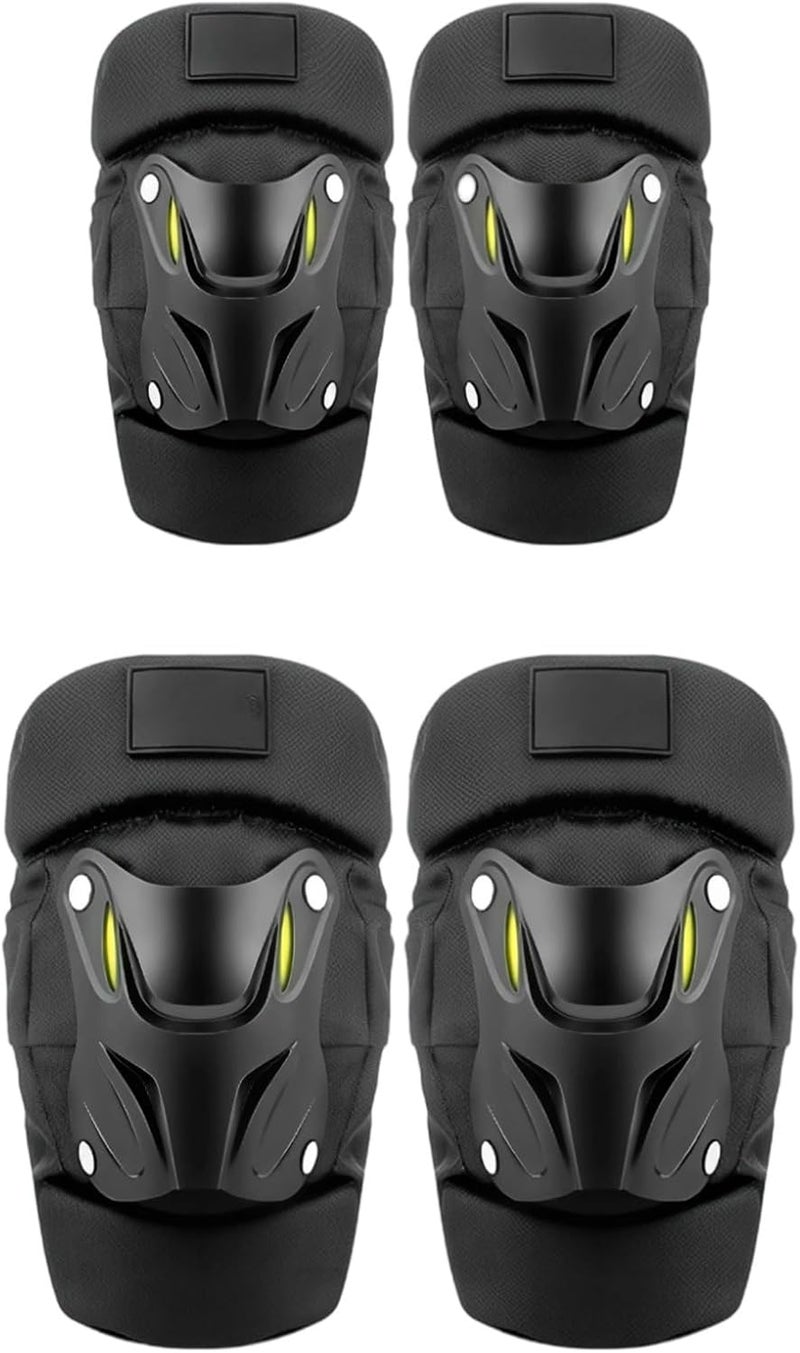 4 Pcs Motocross Knee and Elbow Protection Gear, Quick Release Buckles, Adjustable for Motorcycle Racing, Black - Image 1