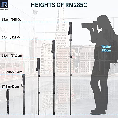 Innorel Carbon Fiber Camera Monopod INNOREL RM285C Professional Portable Compact Lightweight Travel 5-Section Monopod for Canon Nikon Sony DSLR Camera Video Camcorder DV Photography Bracket Load 22lbs/10kg - Image 5