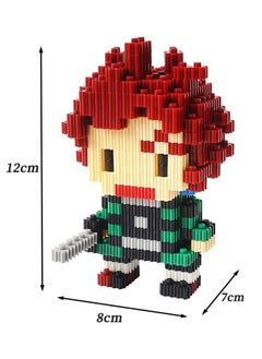 LELE BROTHER 650-Piece Demon Slayer Series Cartoon Bricks Set, Kamado Tanjirou Cartoon Figures Building Brick Toys Set, Mini 3D Block Building, Assembling Building Block Suitable for Boys and Girls Aged 6 and Up  - Image 2