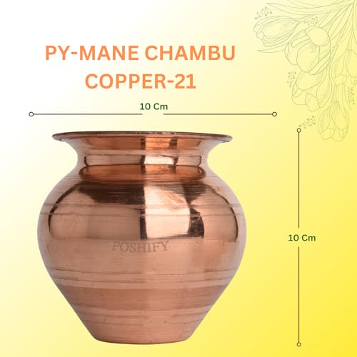 POSHIFY Mane Chombu/kalash Copper - Traditional Indian Handcrafted Copper Water Pot for Pooja, Ayurvedic Health Benefits and Home Decor - 21 - Image 2