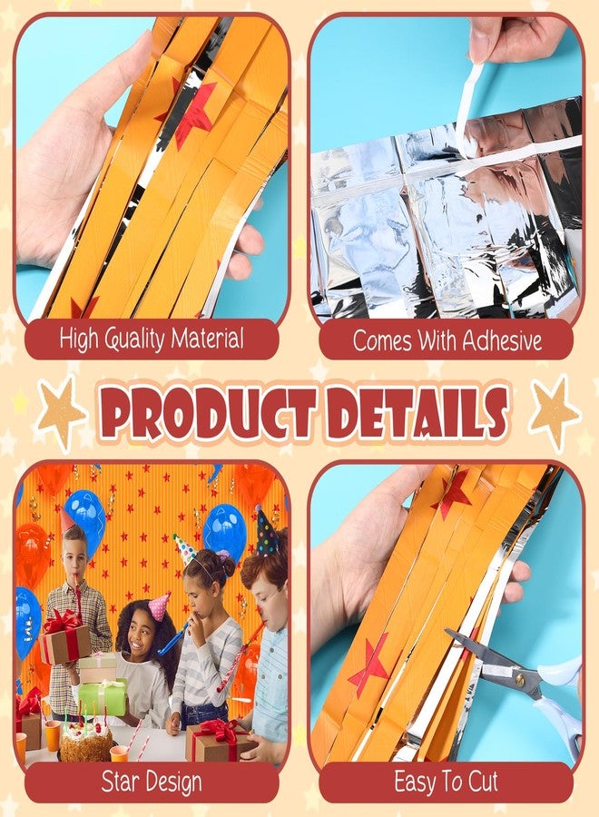 اودين مجموعة من 3 قطع من ديكورات حفلات أعياد الميلاد بطابع الأنمي من أوداين، لافتة بنجوم حمراء وصفراء، وستائر بخلفية من رقائق معدنية لامعة للتصوير الفوتوغرافي - Image 3