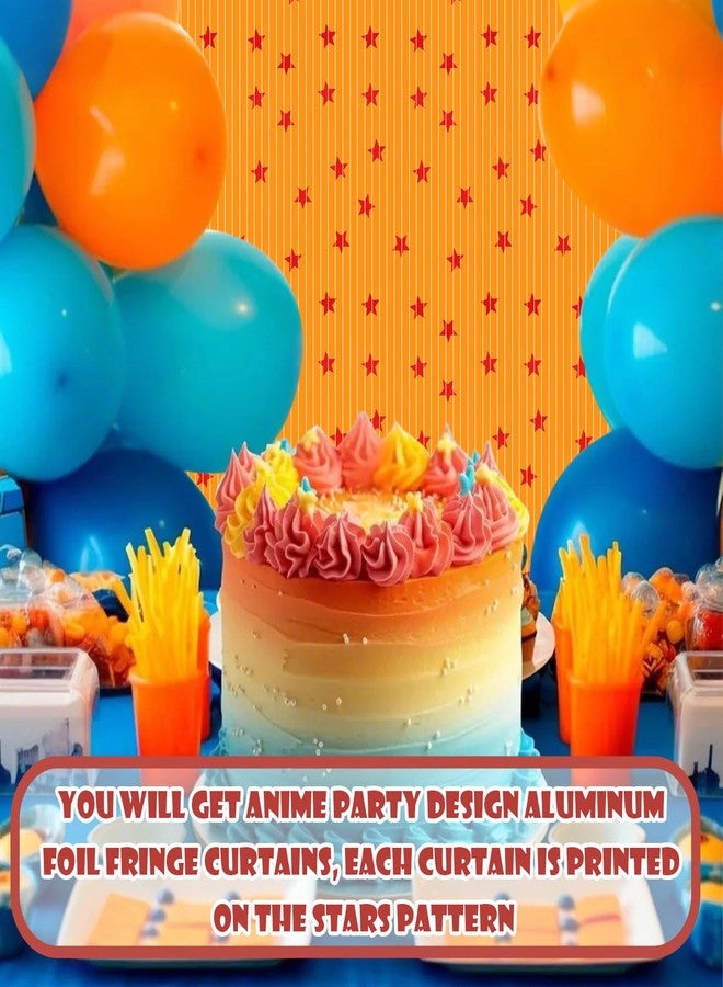 اودين مجموعة من 3 قطع من ديكورات حفلات أعياد الميلاد بطابع الأنمي من أوداين، لافتة بنجوم حمراء وصفراء، وستائر بخلفية من رقائق معدنية لامعة للتصوير الفوتوغرافي - Image 5