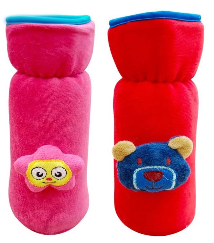 Alya The Cheeky Kidzz Pack of 2 New Born Baby Nursing Feeding Bottle Cover with Soft Stretchable Velvet Attractive Cartoon Design I Baby Milk Feeder Bottle Cover 150 ML-200 ML (Design 356) - Image 1