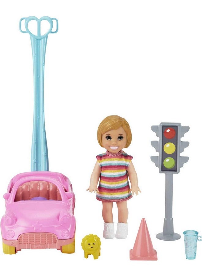 Barbie Skipper Babysitters Inc. Accessories Set With Small Toddler Doll & Toy Car Plus Traffic Light Cone Cup & Lion Toy Gift For 3 To 7 Year Olds White  - Image 3