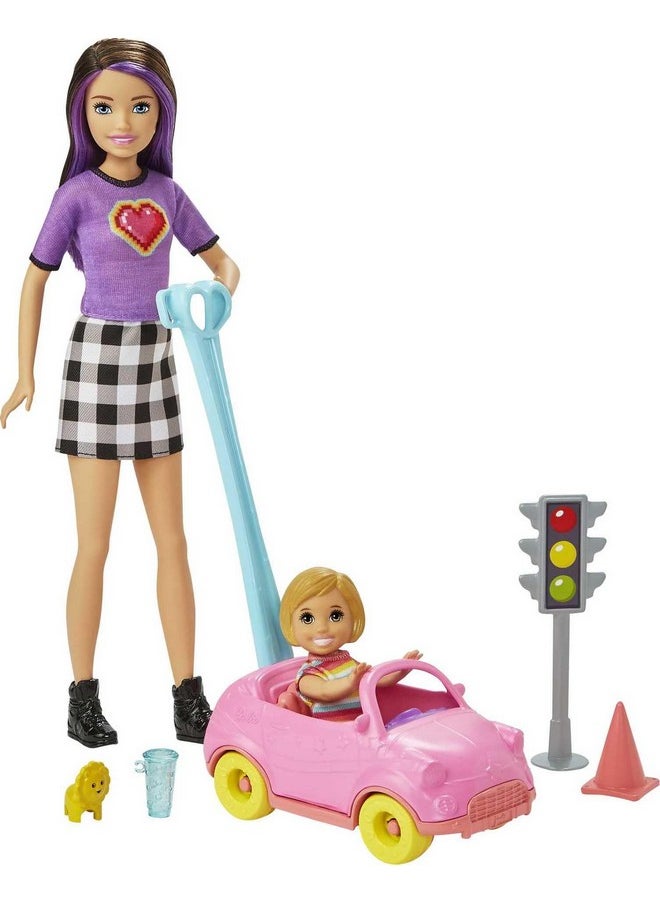 Barbie Skipper Babysitters Inc. Accessories Set With Small Toddler Doll & Toy Car Plus Traffic Light Cone Cup & Lion Toy Gift For 3 To 7 Year Olds White  - Image 5