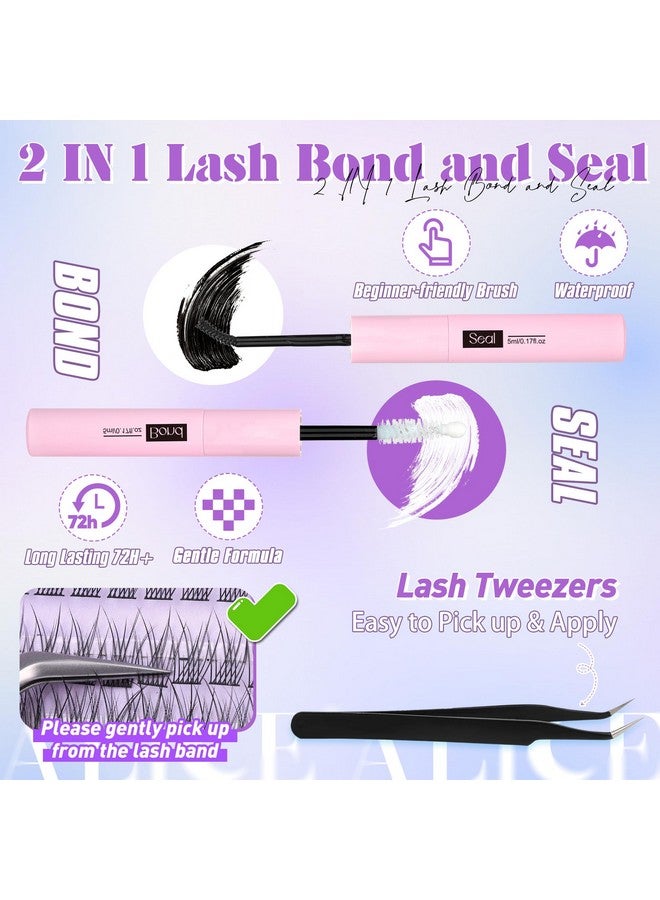 ALICE Natural Lash Clusters Kit Wispy Lash Extension Kit Thin Band Cluster Eyelash Extension Kit 270pcs C Curl 10-14mm Individual Lashes with Lash Glue Bond and Seal Self Application at Home - Image 3