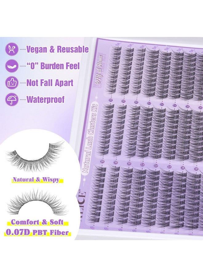 ALICE Natural Lash Clusters Kit Wispy Lash Extension Kit Thin Band Cluster Eyelash Extension Kit 270pcs C Curl 10-14mm Individual Lashes with Lash Glue Bond and Seal Self Application at Home - Image 2