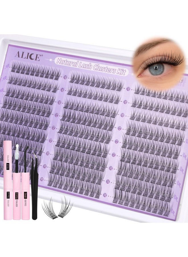 ALICE Natural Lash Clusters Kit Wispy Lash Extension Kit Thin Band Cluster Eyelash Extension Kit 270pcs C Curl 10-14mm Individual Lashes with Lash Glue Bond and Seal Self Application at Home - Image 5