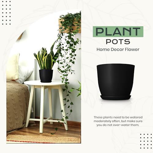 Utopia Home - Plant Pots Indoor with Drainage - 7/6.6/6/5.3/4.8 Inches Home Decor Flower Pots - Pack of 10 Plastic Planters for Indoor Plants, Cactus, Succulents Pot - Black - Image 4