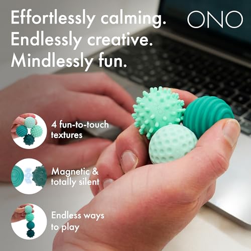ONO Signets  Silicone Magnetic Balls with Textured Dimples Bumps and Waves  Fun to Play with Fidget Toy for Adults  Help Relieve Stress Anxiety Tension Turquoise Set of 8 - Image 5