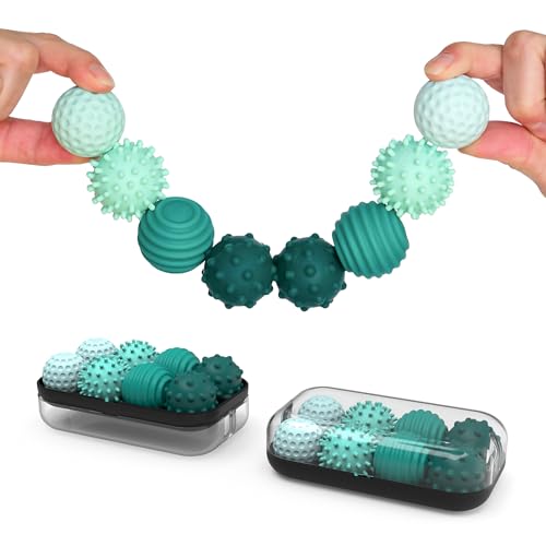 ONO Signets  Silicone Magnetic Balls with Textured Dimples Bumps and Waves  Fun to Play with Fidget Toy for Adults  Help Relieve Stress Anxiety Tension Turquoise Set of 8 - Image 1