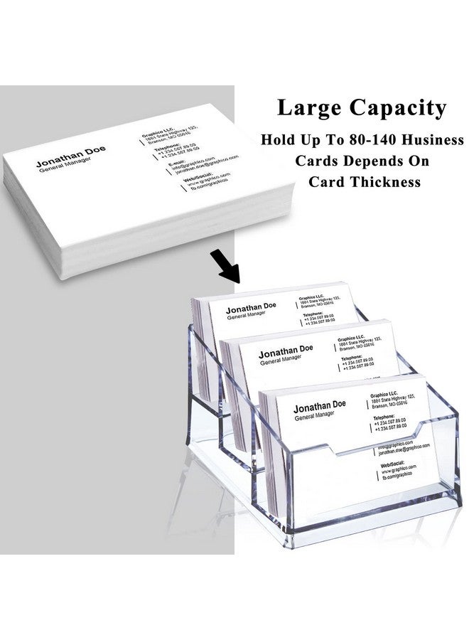 Meschett Clear Acrylic Business Card Holder,3 Tier Premium Acrylic Clear Business Card Holder Stand For Desk Fits 150 Business Cards  - Image 3