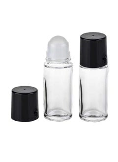 Luzen 2Pcs 30 ml 1oz Deodorant Glass Roller Bottles Refillable Empty Massage Roll On Bottles Containers with Plastic Roller Ball Black Cap for Essential Oils DIY Deodorant, Clear  - Image 3