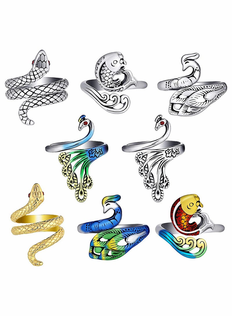 Zikra 8 Pieces Crochet Ring Crochet Loop Ring Crochet Ring for Finger Yarn Ring Adjustable Knitting Loop Crochet for Faster Knitting Finger Yarn Guide - Image 1