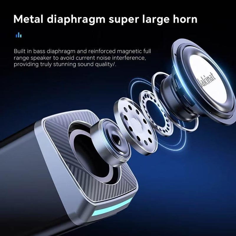 Uakinat PC Speakers 2"â€“6W Carbon Fiber Computer Speaker for Desktop or Laptop PC,USB C/USB-Powered,Crystal Clear Sound,Rich Bass,Loud Volume,Direct Control,Plug-N-Play,Black-Silver - Image 2