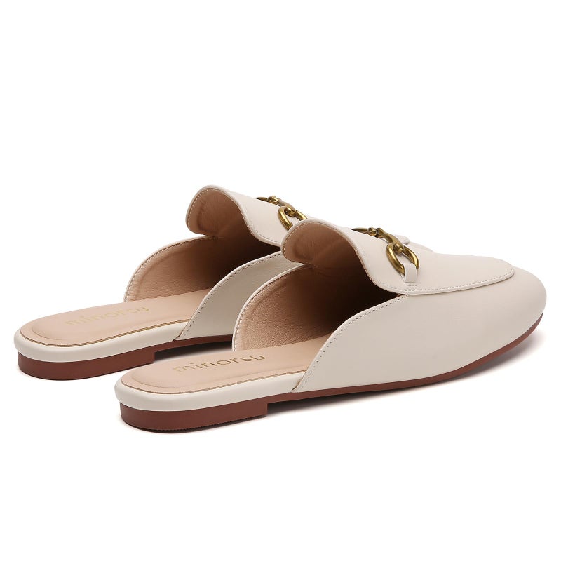 Minorsu Buckle Mules for Women Round Toe Backless Flat Mules Slides Mules Shoes Ladies Slip-on Loafers - Image 5