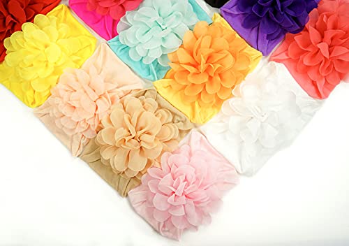 CÉLLOT 15 Pieces Baby Girls Headbands Tulle Hair Bows Head Wraps Chiffon Flowers Bows Soft Stretchy Turban Headbands for Newborn Infant Girls and Toddlers - Image 3