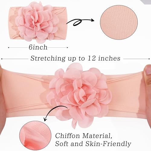 CÉLLOT 15 Pieces Baby Girls Headbands Tulle Hair Bows Head Wraps Chiffon Flowers Bows Soft Stretchy Turban Headbands for Newborn Infant Girls and Toddlers - Image 2