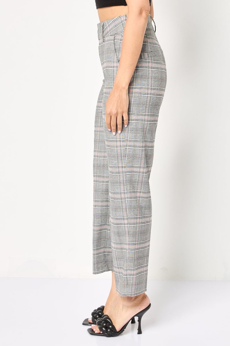 Reiko Women Regular Fit Checkered Chino Pants, Multicolor - Image 3