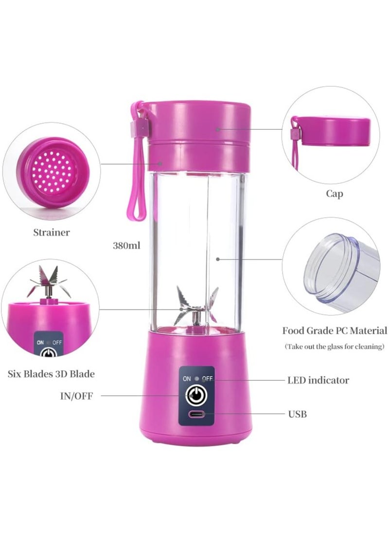 Halamine - Electric Blender, Portable USB Rechargeable Electric Juice Blender, 380ml, Purple - Image 1